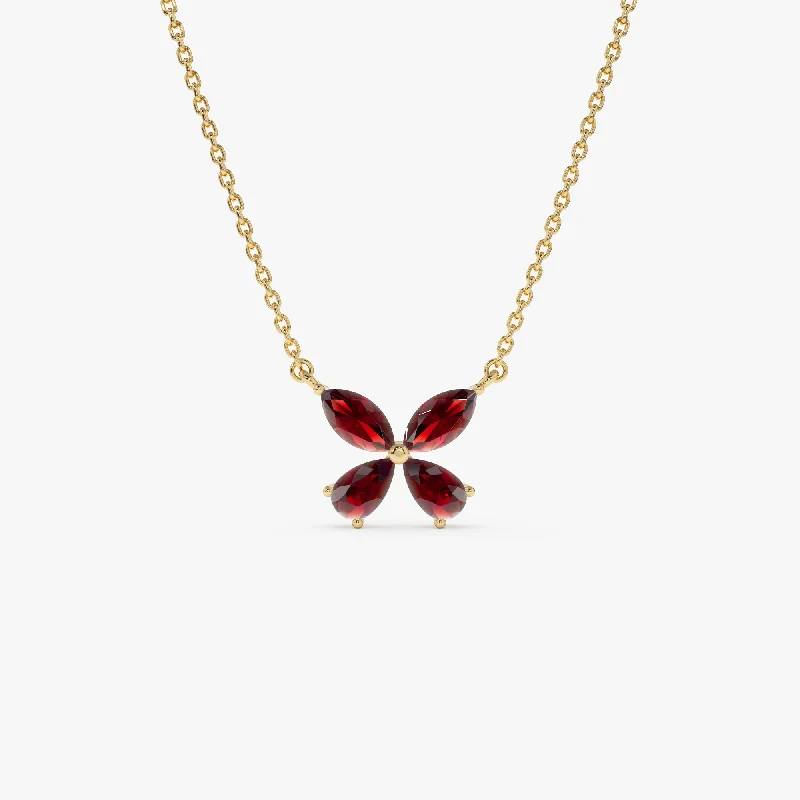 Shop Modern Jewelry Collections With Exclusive Discounts 14K Gold Garnet Butterfly Necklace