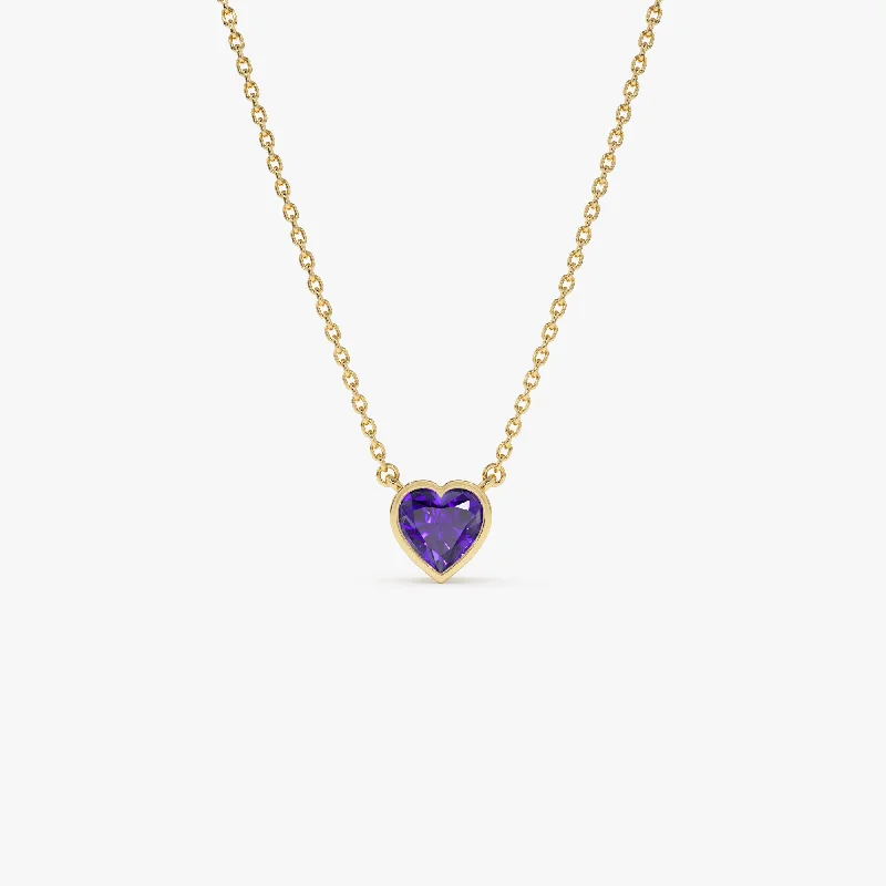 Personalized Jewelry Sale – Unique Pieces At Great Prices 14K Gold Heart Shaped Amethyst Layering Necklace