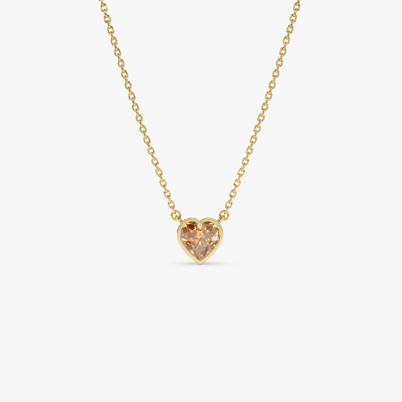 Premium Jewelry At Special Low Prices For A Limited Time 14K Gold Heart Shaped Citrine Layering Necklace
