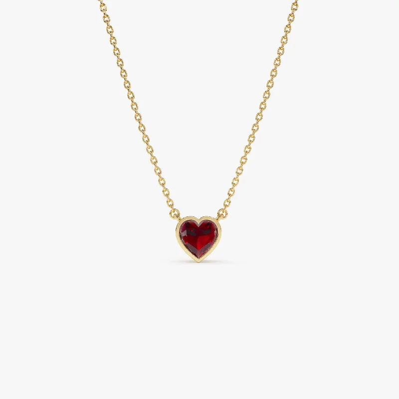 Bestselling Jewelry At Special Promotional Rates 14K Gold Heart Shaped Garnet Layering Necklace