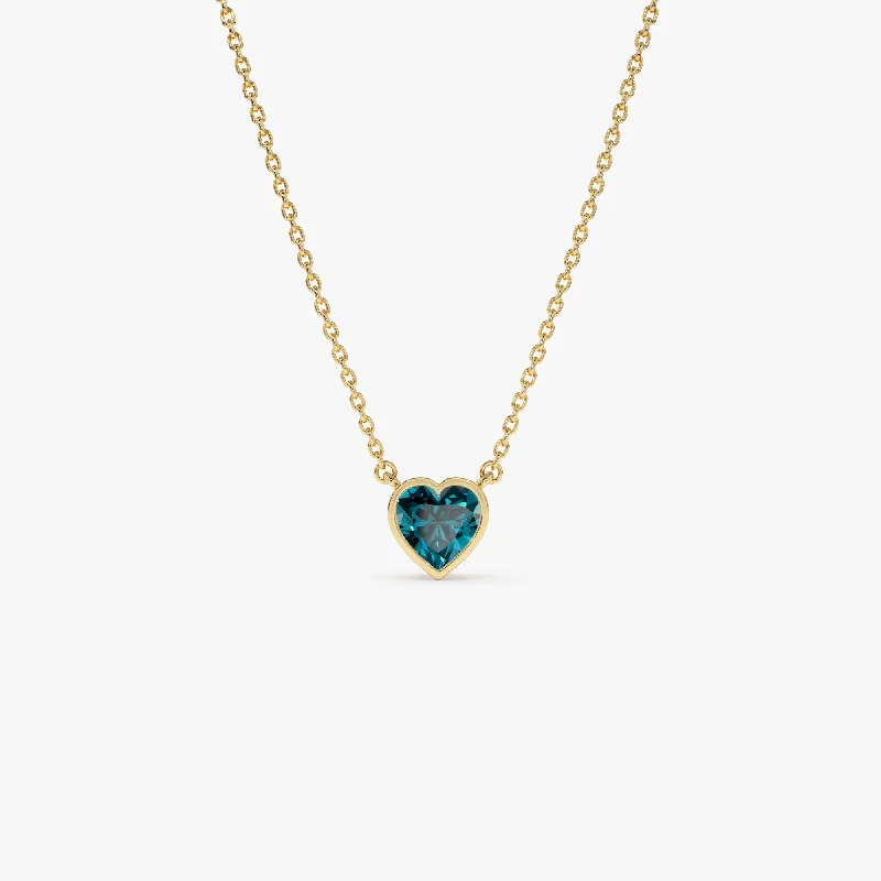 Exclusive Jewelry Offers – Shine For Less 14K Gold Heart Shaped London Blue Topaz Layering Necklace