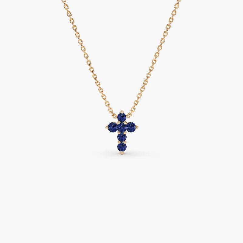 Personalized Jewelry Sale – Unique Gifts At Low Prices 14K Tiny Sapphire Cross Necklace
