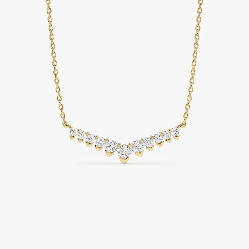 Exclusive Gemstone Jewelry At Special Prices 14k V Prong Chevron Diamond Necklace