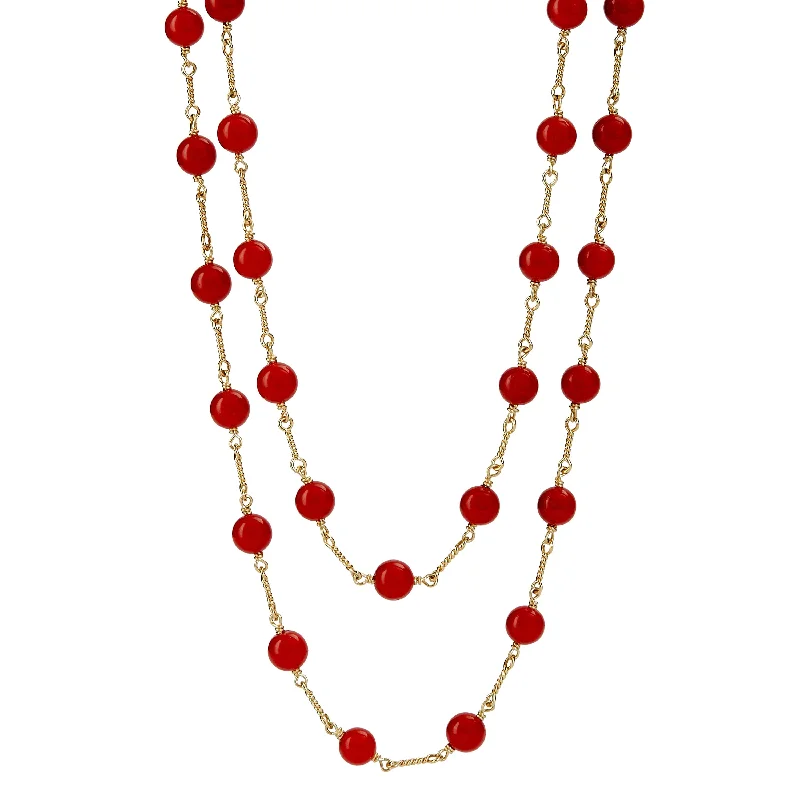 Flash Sale On Exquisite Jewelry – Don't Miss Out 32 Inch Coral Bead Link Necklace