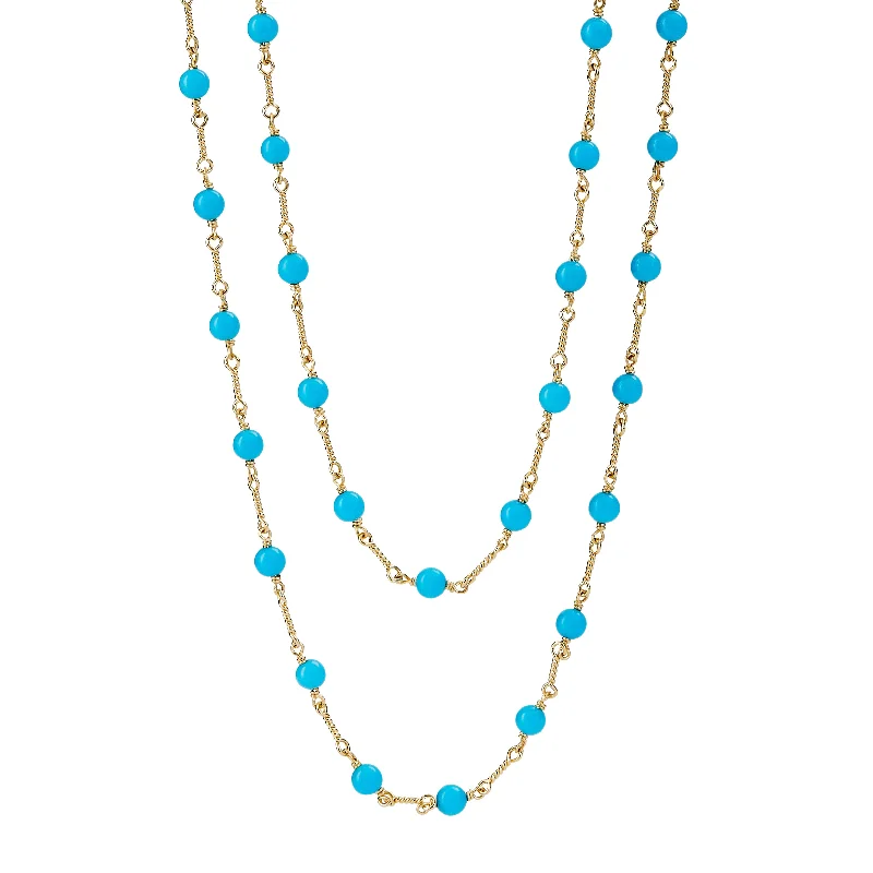 Get The Sparkle You Love At Prices You Adore 32 inch Turquoise Bead Link Necklace