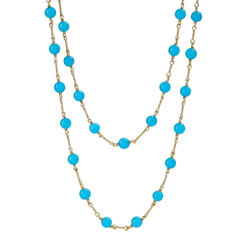 Flash Sale On Stunning Jewelry – Don't Miss Out 32 inch Turquoise Large Bead Link Necklace