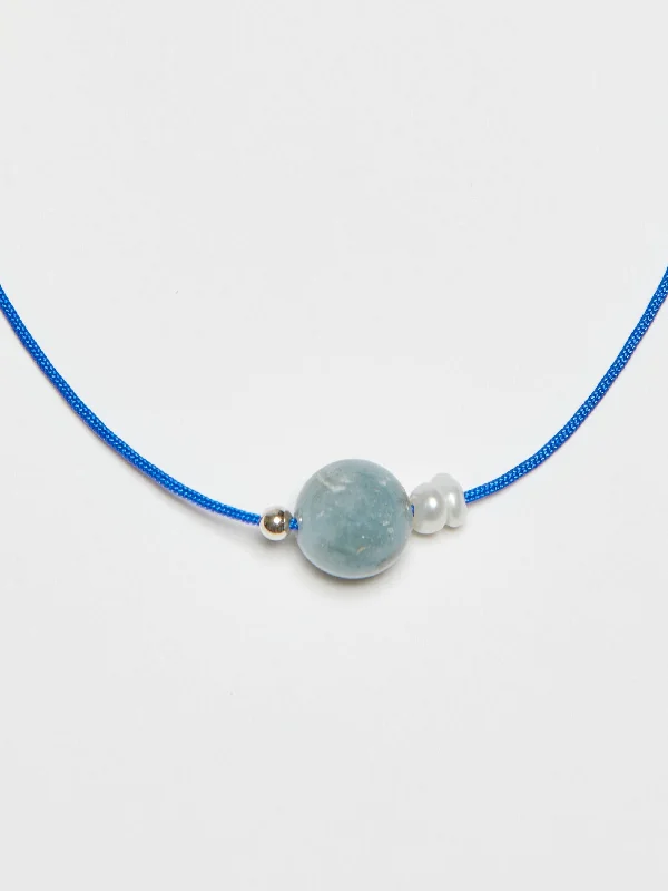 Dainty Floral Jewelry For Feminine Elegance Aqua Beaded Pearl Necklace