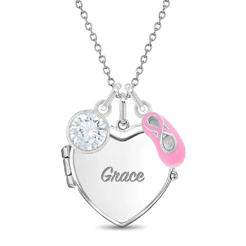 Affordable Glamour – Premium Jewelry At Special Prices Beautiful Dancer Kids / Children's / Girls Heart Pendant/Necklace With Charms - Sterling Silver