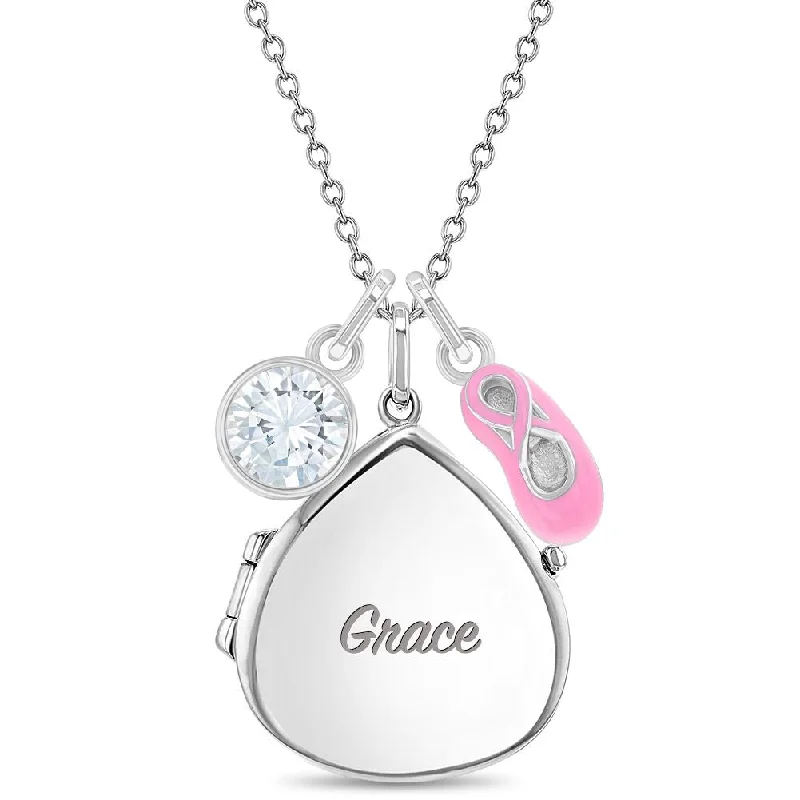 Exclusive Gemstone Jewelry Markdowns – Shop Now Beautiful Dancer Kids / Children's / Girls Pear Pendant/Necklace With Charms - Sterling Silver