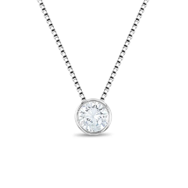 Luxury Meets Affordability – Jewelry Sale Live Now Bezel CZ 8mm Toddler / Kids / Girls Pendant/Necklace - Sterling Silver