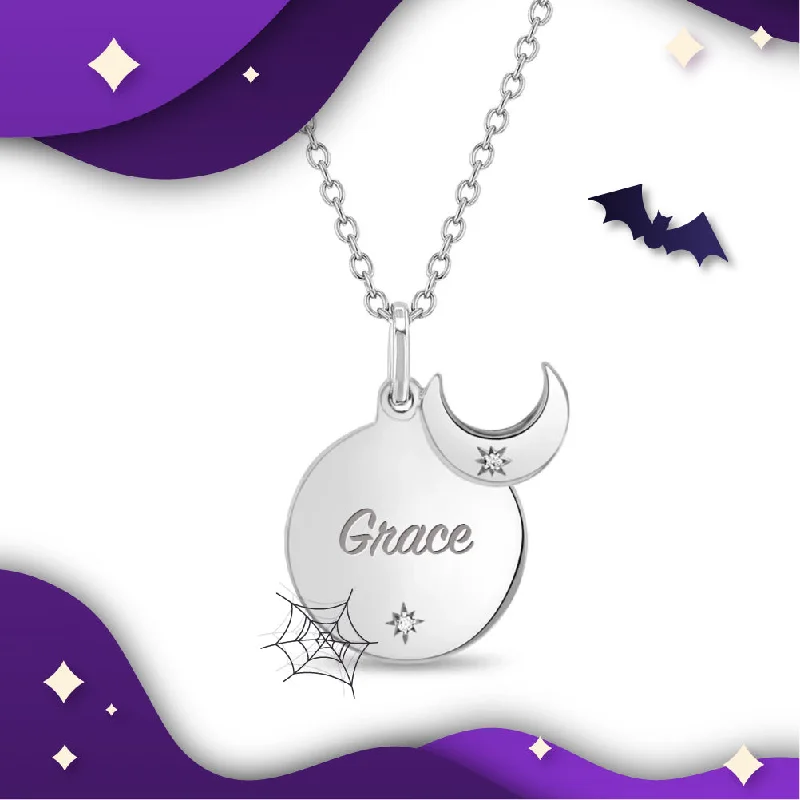Seasonal Jewelry Deals – Elevate Your Style Celestial Crescent Moon Engravable Girls Pendant/Necklace - Sterling Silver