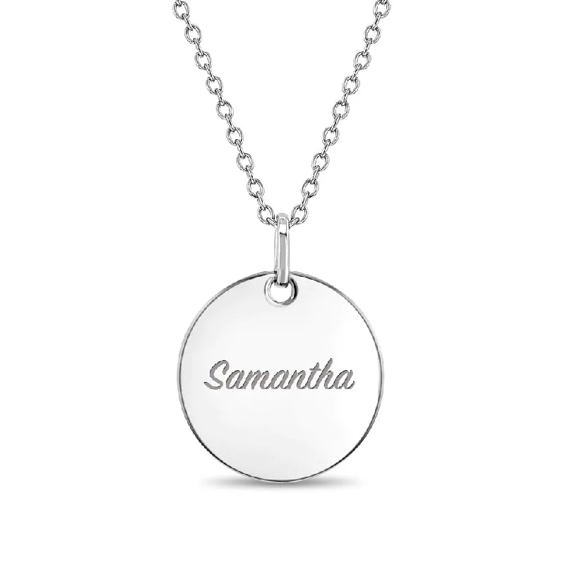 Handmade Pearl Jewelry For Timeless Elegance Classic Circle 16mm Kids / Children's / Girls Pendant/Necklace Personalized / Engravable - Sterling Silver