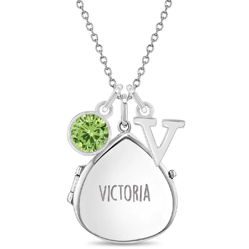 Affordable Luxury Jewelry For Every Occasion Classic Personalized Kids / Teen Pear Pendant/Necklace With Charms - Sterling Silver