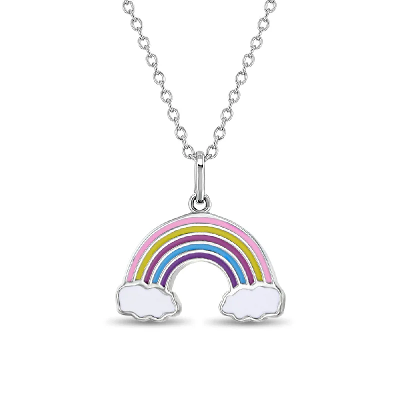 Shop High-Quality Jewelry At Jaw-Dropping Discounts Colorful Rainbow Toddler/Kids/Girls Necklace Enamel - Sterling Silver