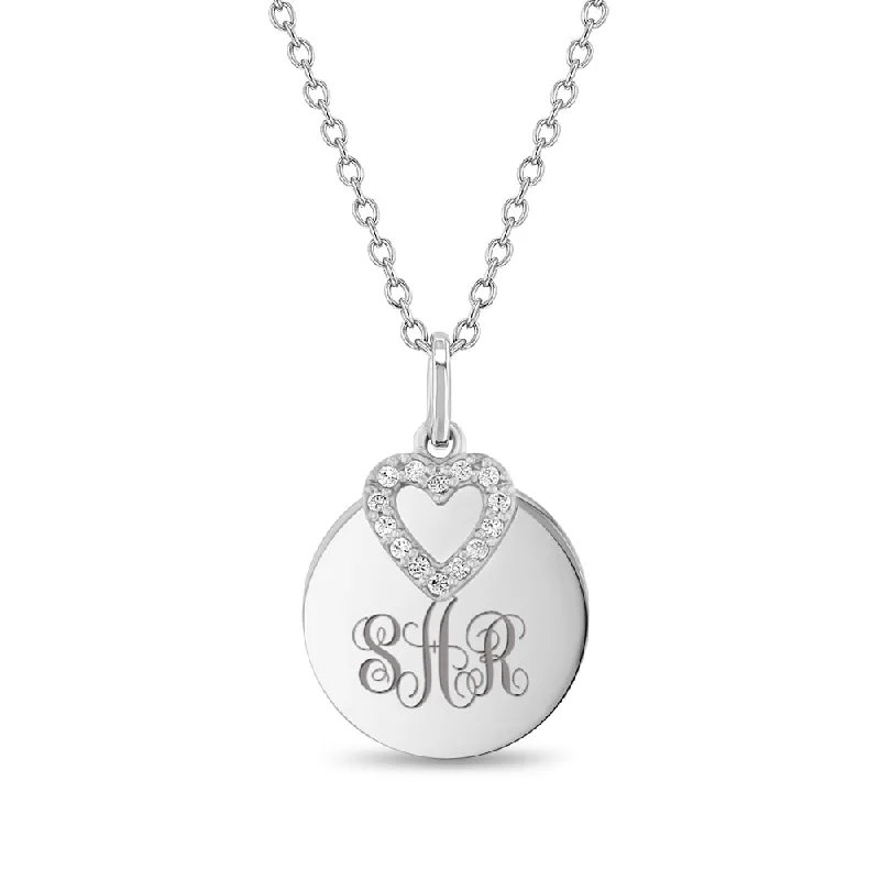 Grab Exquisite Jewelry At The Lowest Prices CZ Heart Charm Engravable Kids / Girls Pendant/Necklace - Sterling Silver