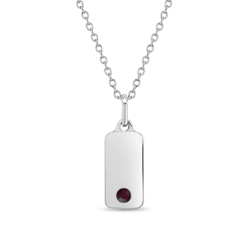 Customized Silver Jewelry For Unique Style Engravable Square Birthstone Kids / Teen Pendant/Necklace - Sterling Silver