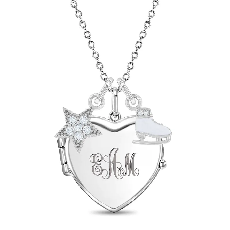 Buy More, Save More On Stunning Jewelry Designs Figure Skater Kids / Children's / Girls Heart Pendant/Necklace With Charms - Sterling Silver
