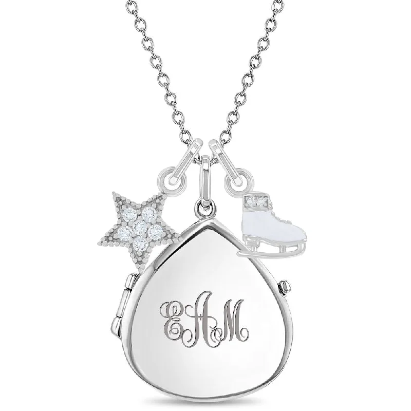 Exclusive Jewelry Sale Event – Shop Now Figure Skater Kids / Children's / Girls Pear Pendant/Necklace With Charms - Sterling Silver