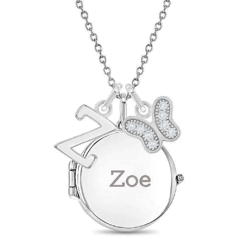 Special Offers On Handcrafted And Designer Jewelry Fluttering Butterfly Kids / Children's / Girls Round Pendant/Necklace With Charms - Sterling Silver