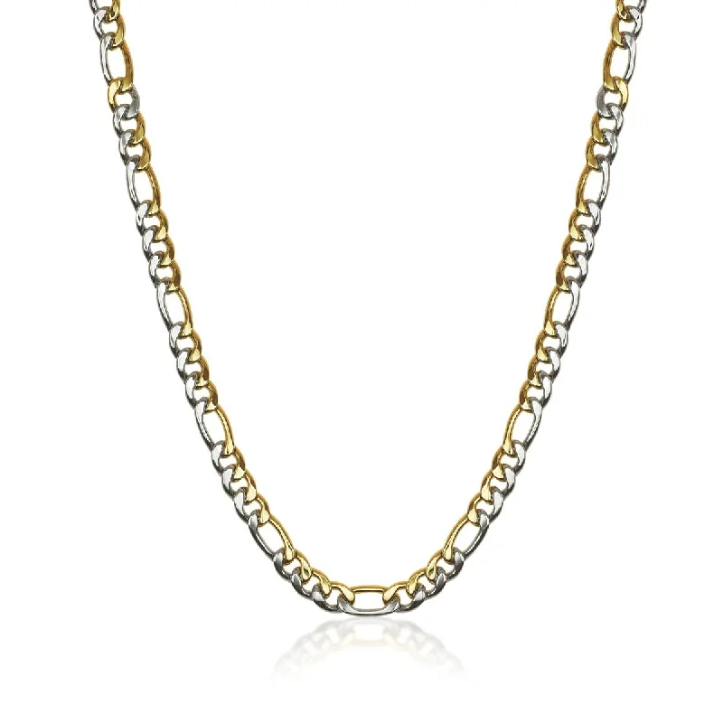Celebrate Every Occasion With Sparkling Savings MENS STEEL FIGARO CHAIN WITH HALF GOLD COLOR Celebrate Every Occasion With Sparkling Savings MENS STEEL FIGARO CHAIN WITH HALF GOLD COLOR