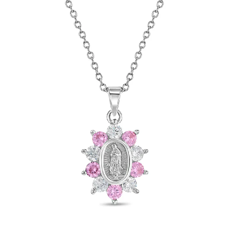 Chic, Trendy, And Affordable Jewelry Sale Guadalupe Virgin Mary CZ Kids/Teen Necklace Religious - Sterling Silver
