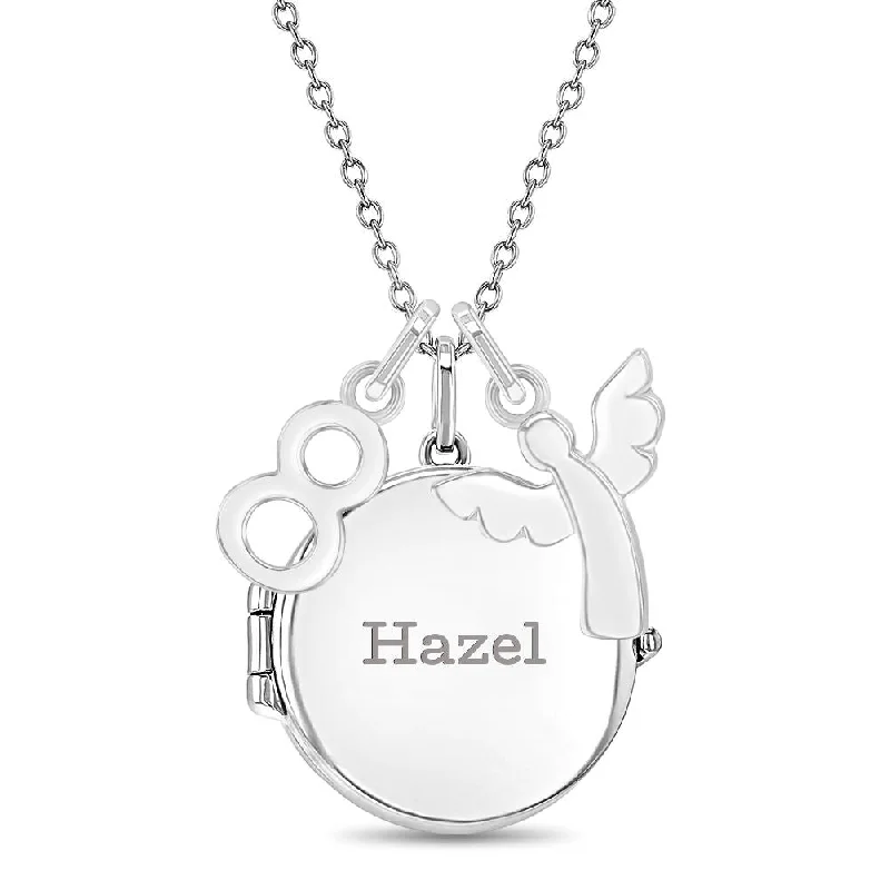 Trending Jewelry Styles Now At Limited-Time Discounts Guardian Angel Kids / Children's / Girls Round Pendant/Necklace With Charms - Sterling Silver