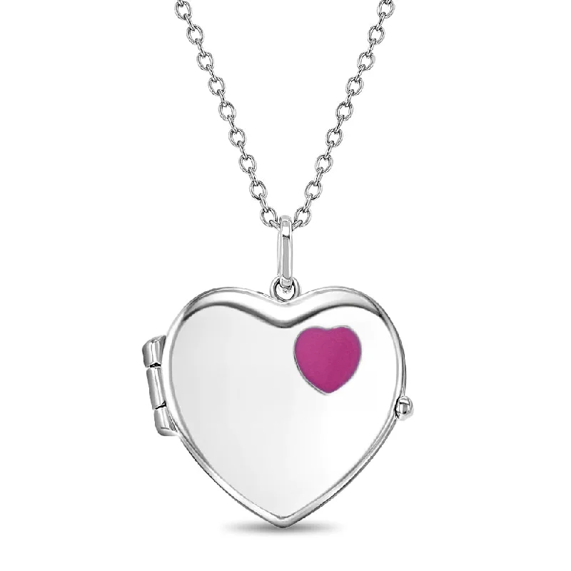 Jewelry Deals That Outshine The Rest Heart Locket Pink Enamel Kids / Children's / Girls - Sterling Silver