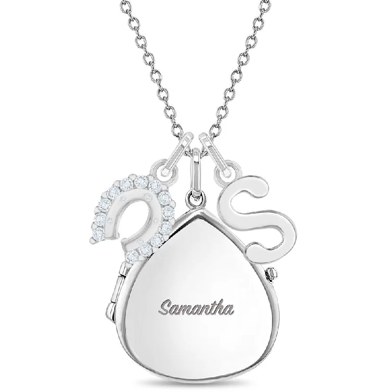Shop Dazzling Jewelry With Special Promotional Discounts Lucky Horseshoe Kids / Teen Pear Pendant/Necklace With Charms - Sterling Silver