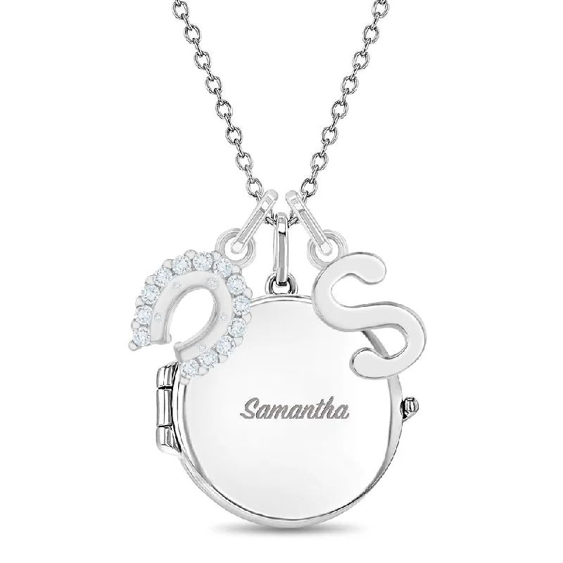 Limited-Stock Jewelry Sale – Once It's Gone, It's Gone Lucky Horseshoe Kids / Teen Round Pendant/Necklace With Charms - Sterling Silver