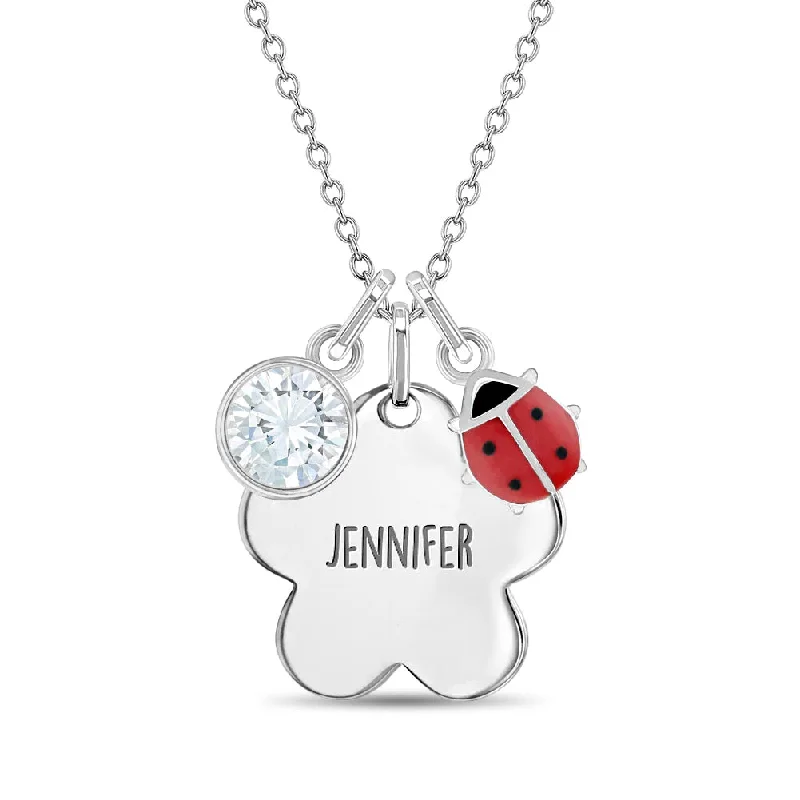 Fashion-Forward Geometric Jewelry For Contemporary Style Lucky Ladybug Kids / Children's / Girls Pendant/Necklace With Charms - Sterling Silver