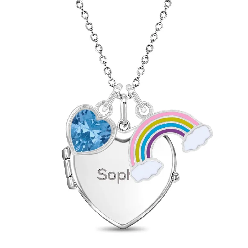 Classic And Modern Jewelry Styles On Sale Magical Rainbow Kids / Children's / Girls Heart Pendant/Necklace With Charms - Sterling Silver
