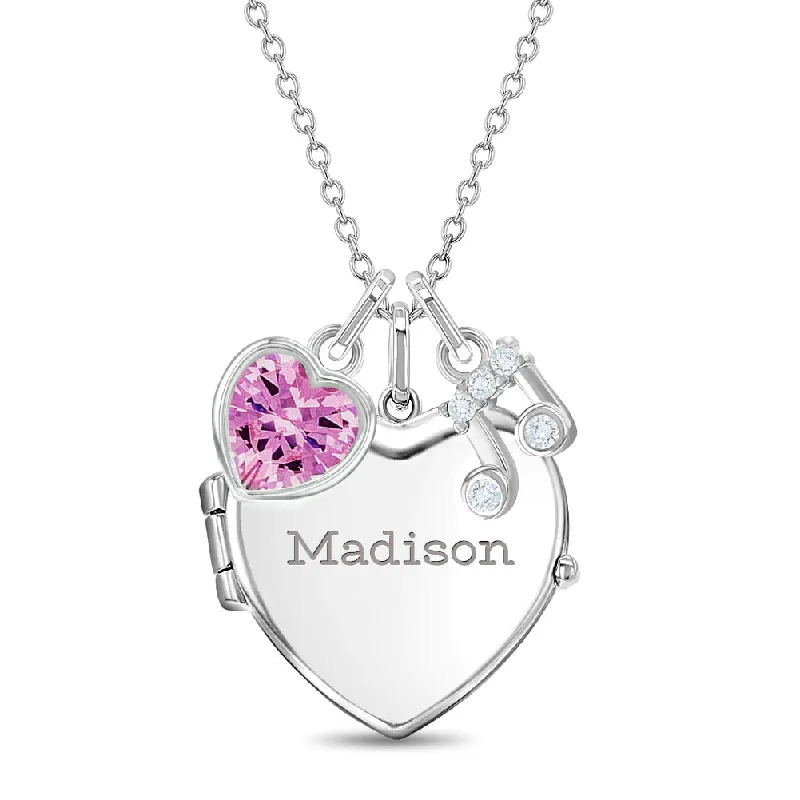 Exclusive Jewelry Sale – Grab Timeless Pieces Now Musical Lover Kids / Children's / Girls Heart Pendant/Necklace With Charms - Sterling Silver