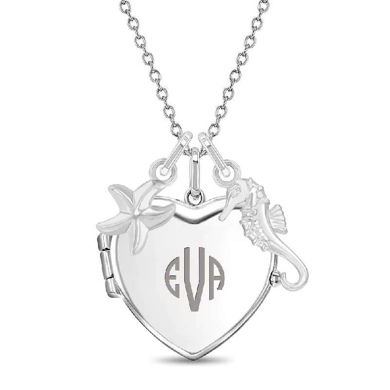 Your Dream Jewelry At Dream Prices Nautical Sea Life Kids / Teen Heart Pendant/Necklace With Charms - Sterling Silver