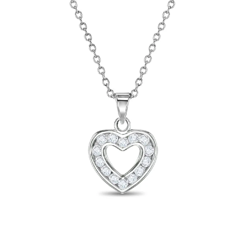 Upgrade Your Jewelry Collection For Less Open CZ Heart Kids / Children's / Girls Pendant/Necklace - Sterling Silver