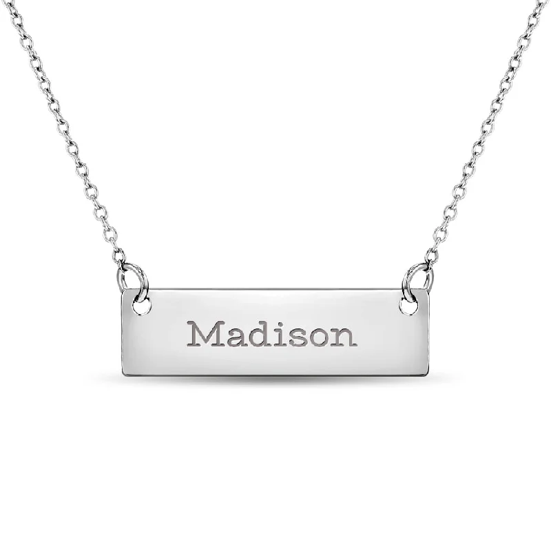 Flash Sale On Elegant Jewelry – Don't Miss Out Rectangular Nameplate Kids / Teen Pendant/Necklace - Sterling Silver