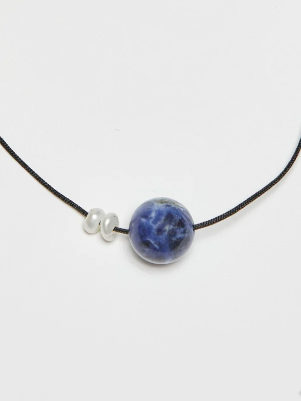 High-Quality Gemstone Jewelry For Special Occasions Sodalite Beaded Pearl Necklace