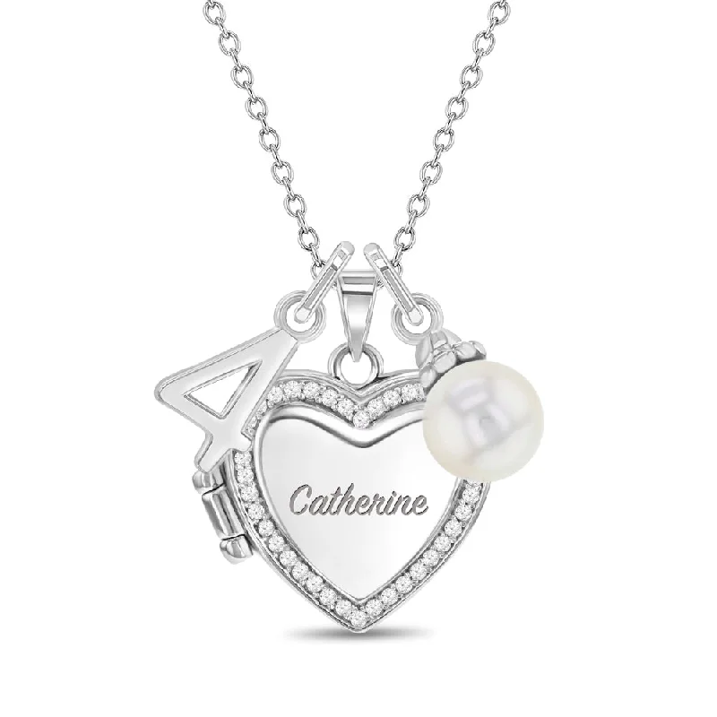 Get The Jewelry You Love At A Price You Love Sparkling Heart Kids / Children's / Girls Pendant/Necklace With Charms - Sterling Silver