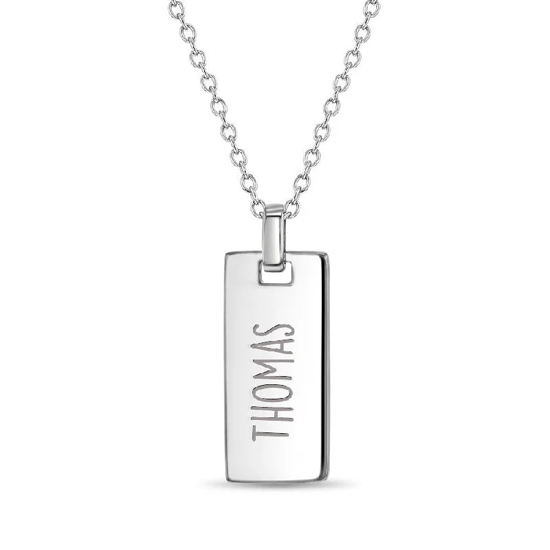 Seasonal Jewelry Clearance – Best Styles At The Lowest Prices Square Tag Kids / Children's / Boy's Pendant/Necklace Engravable - Sterling Silver