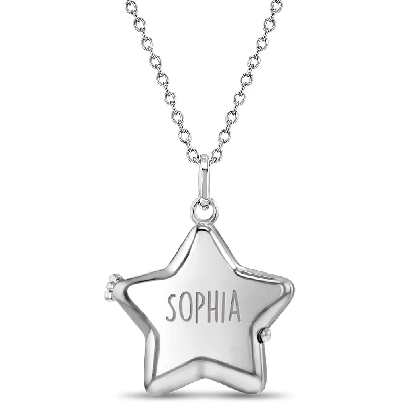 High-End Jewelry, Now More Affordable Than Ever Star Shaped Photo Locket Kids / Children's / Girls Pendant/Necklace Personalized / Engravable - Sterling Silver