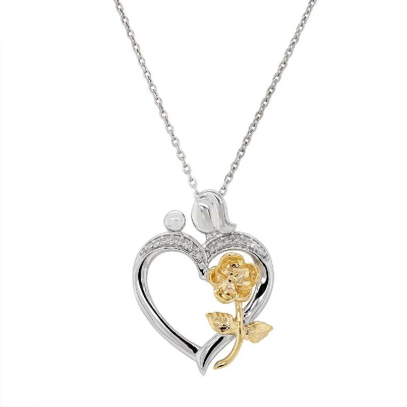 Best Jewelry Deals – Premium Quality At Exclusive Discounts STERLING SILVER HEART AND ROSE PENDANT NECKLACE WITH DIAMONDS, .05 CT TW Best Jewelry Deals – Premium Quality At Exclusive Discounts STERLING SILVER HEART AND ROSE PENDANT NECKLACE WITH DIAMONDS, .05 CT TW