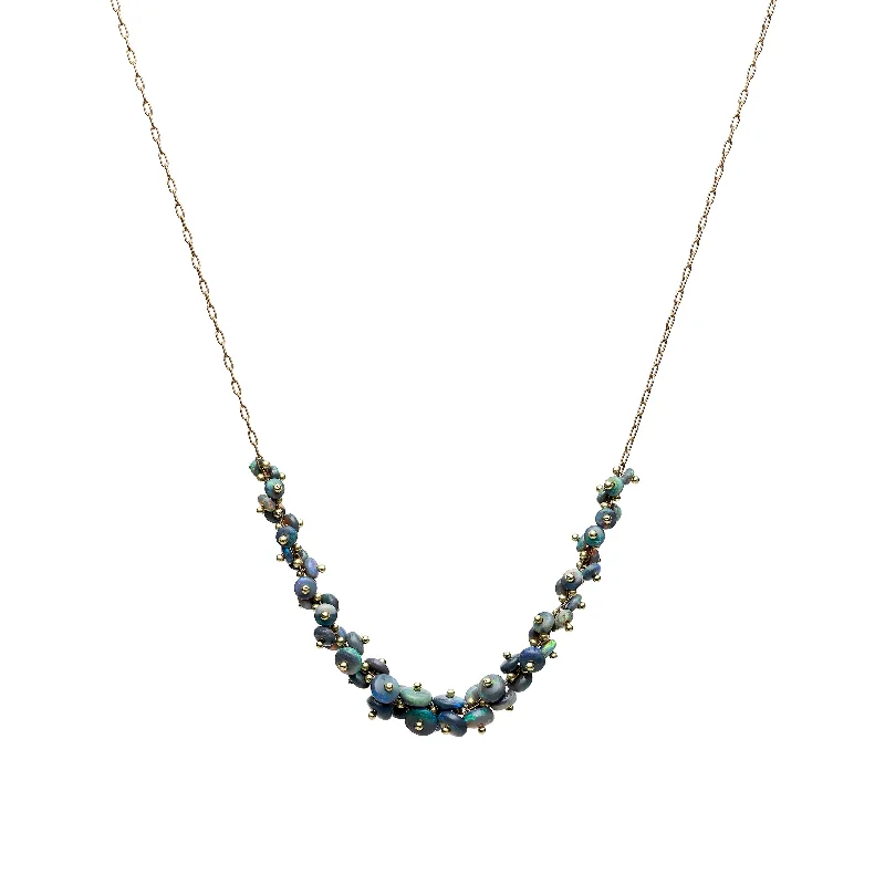 Grab Exquisite Jewelry At The Lowest Prices TenThousandThings 18k Extra Long Center Spiral Black Opal Necklace