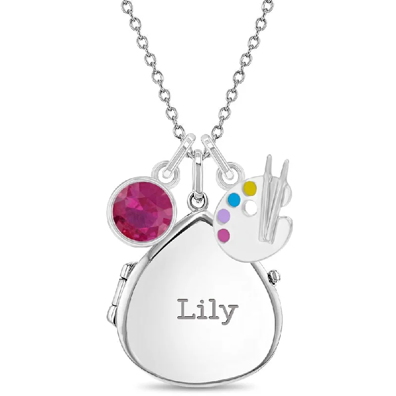Gorgeous Jewelry, Limited-Time Savings Tiny Painters Kids / Children's / Girls Pear Pendant/Necklace With Charms - Sterling Silver