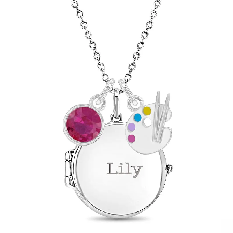 Exclusive Jewelry Bundles At Discounted Prices Tiny Painters Kids / Children's / Girls Round Pendant/Necklace With Charms - Sterling Silver