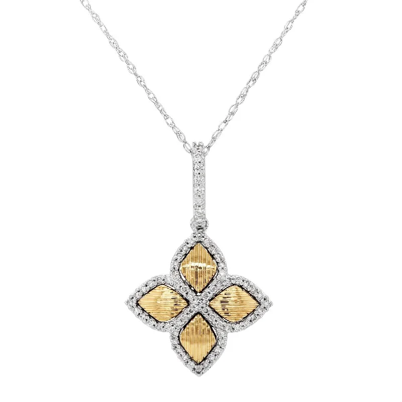 Breathtaking Jewelry At Limited-Time Savings TWO-TONE GOLD CLOVER PENDANT NECKLACE WITH DIAMONDS, .25 CT TW Breathtaking Jewelry At Limited-Time Savings TWO-TONE GOLD CLOVER PENDANT NECKLACE WITH DIAMONDS, .25 CT TW