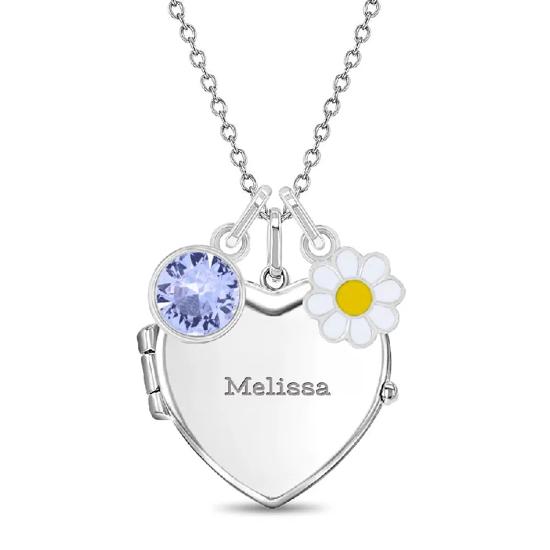 Elegant Jewelry, Affordable Luxury – Shop Now Whimsical Daisy Kids / Teen Heart Pendant/Necklace With Charms - Sterling Silver
