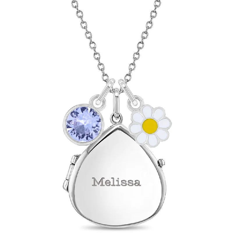 Get Ready To Sparkle – Special Jewelry Discounts Whimsical Daisy Kids / Teen Pear Pendant/Necklace With Charms - Sterling Silver