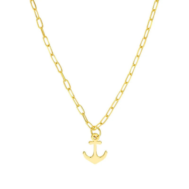Handcrafted Beauty At Affordable Prices YELLOW GOLD ANCHOR PENDANT WITH PAPERCLIP CHAIN Handcrafted Beauty At Affordable Prices YELLOW GOLD ANCHOR PENDANT WITH PAPERCLIP CHAIN