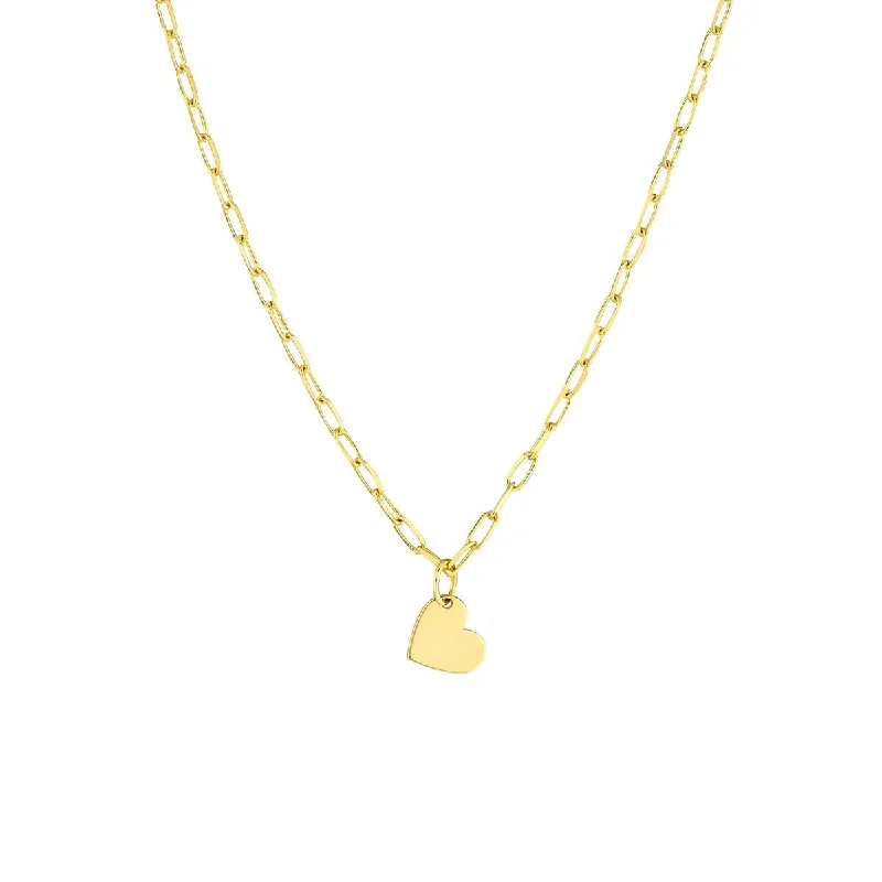Your Dream Jewelry At Dream Prices YELLOW GOLD HEART PENDANT NECKLACE WITH PAPERCLIP CHAIN Your Dream Jewelry At Dream Prices YELLOW GOLD HEART PENDANT NECKLACE WITH PAPERCLIP CHAIN