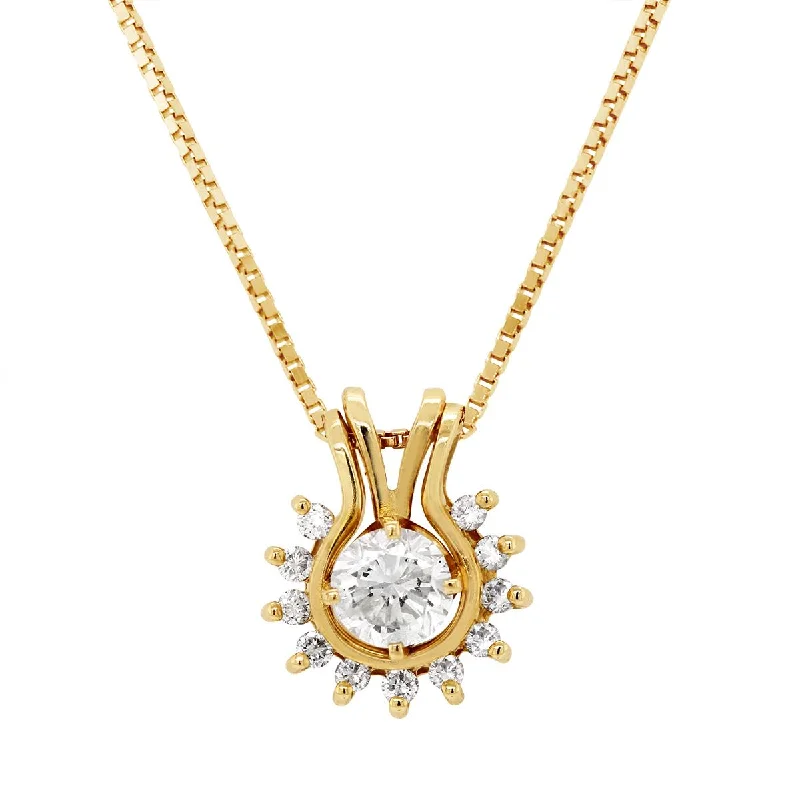 Unique Jewelry For Less – Shop The Sale Now YELLOW GOLD PENDANT NECKLACE WITH DIAMOND HALO, .86 CT TW Unique Jewelry For Less – Shop The Sale Now YELLOW GOLD PENDANT NECKLACE WITH DIAMOND HALO, .86 CT TW