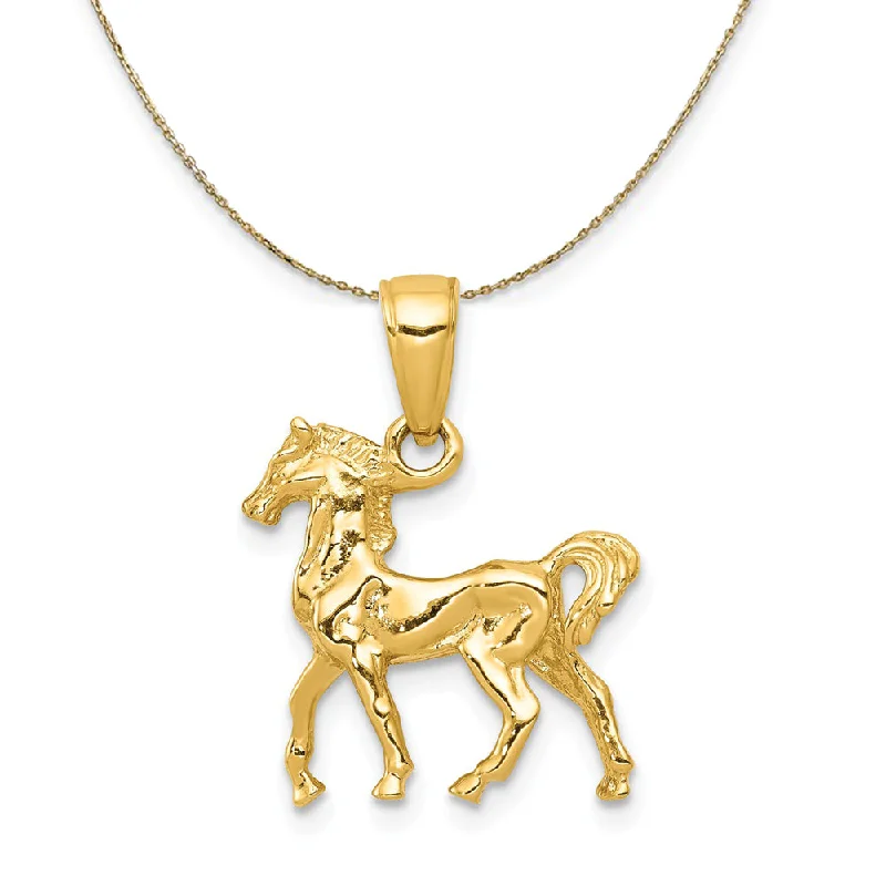 Discounted Jewelry For A Glamorous Look 14k Yellow Gold Sm Left Walking Horse Necklace Discounted Jewelry For A Glamorous Look 14k Yellow Gold Sm Left Walking Horse Necklace